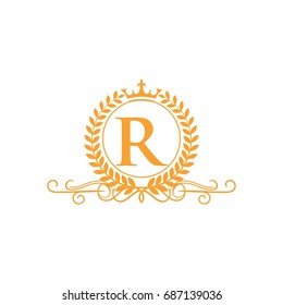 letter r luxury heraldic logo