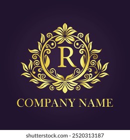 Letter R Luxury Hotel Label
