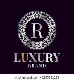 letter R luxury initial circle vector logo design