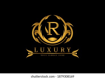 Letter R Luxury Logo template vector for brand, company or fashion.