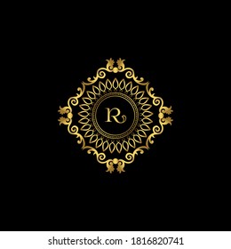 Letter R Luxury Ornament Logo. Monogram Crest Initial Letter Vector Design.
