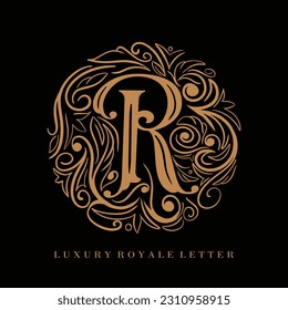 Letter R Luxury Royal Circle Ornament Logo