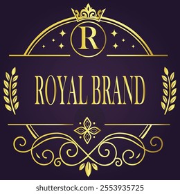 Letter R luxury and Royale brand logo concept design
