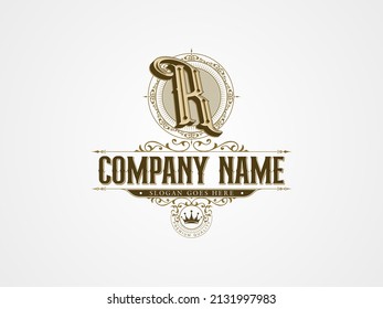 letter r luxury vintage monogram
