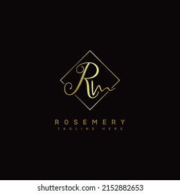 Vector con logotipo R M, logotipo Rosemary de texto de lujo