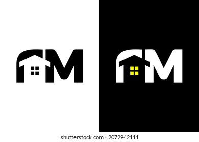 Letter r and m with negative space home concept. Very suitable for symbol, logo, company name, brand name, personal name, icon and many more.