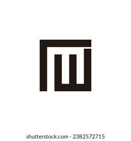 Letter r, m and w square geometric symbol simple logo vector