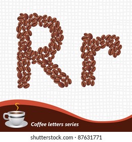 Letter R made of coffee beans vector set