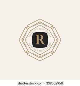The letter R made in modern line style vector. Luxury elegant frame ornament and ethnic tribal elements. Example designs for Cafe, Hotel, Jewelry, Fashion, Restaurant 