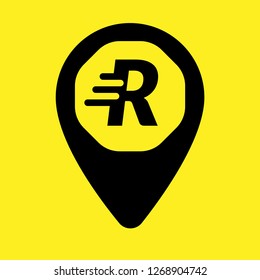letter R and map pin. logo concept. Designed for your web site design, logo, app, UI