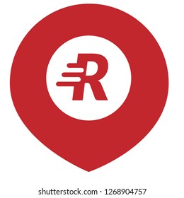 letter R and map pin. logo concept. Designed for your web site design, logo, app, UI