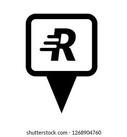 letter R and map pin. logo concept. Designed for your web site design, logo, app, UI