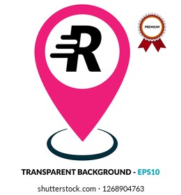 letter R and map pin. logo concept. Designed for your web site design, logo, app, UI