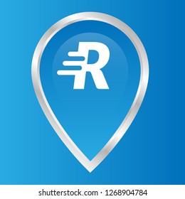 letter R and map pin. logo concept. Designed for your web site design, logo, app, UI