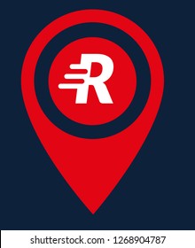 letter R and map pin. logo concept. Designed for your web site design, logo, app, UI