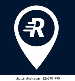 letter R and map pin. logo concept. Designed for your web site design, logo, app, UI