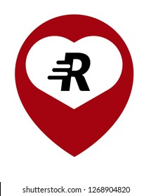 letter R and map pin. logo concept. Designed for your web site design, logo, app, UI