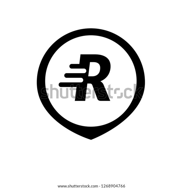 letter R and map pin. logo concept.\
Designed for your web site design, logo, app,\
UI