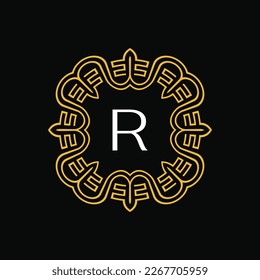 Buchstabe R-Medaillon-Emblem des Anfangskreiszeichen