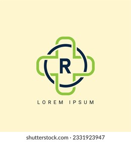 Letter R with Medical Consult Logo Concept sign icon symbol Design with. Medical Plus Logo Design. Vector illustration logo template