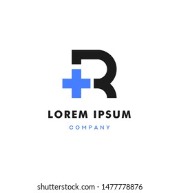 Letter R Medical Logo Vector Icon Illustration Template