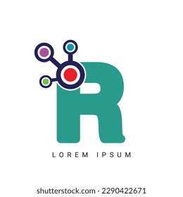 Letter R Medical, suitable for technology, digital, computer, brand, network, app, mobile, automotive Logo, Initial Molecule Logo Design Template Element