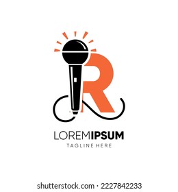 Letter R Microphone Logo Design Vector Icon Graphic Emblem Illustration