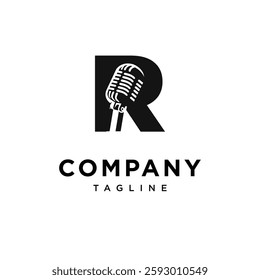 Letter R Microphone Logo Icon Vector