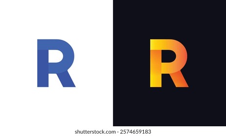 Letter R Minimal Business Logo With 3D Rounded Shadow | Gradient R Letter Typography Symbol