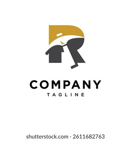 Letter R Mining Hammer Logo Icon Vector
