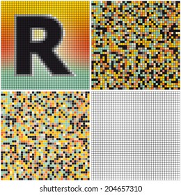 Letter R (mixed mosaic with empty cells)