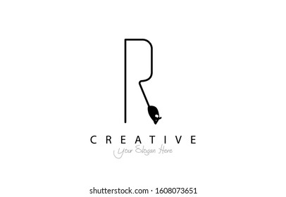 Letter R Modern Design Logo Concept. Creative Icon Logo with mouse shape Vector Illustration.