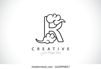 Letter R Modern Design Logo Concept. Creative Icon Logo with Chinese Cloud Shape Vector Illustration.