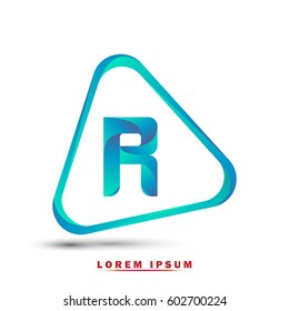 Letter R. Modern and elegant typography. Gradient green