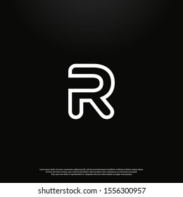 Letter R modern Logo icon monogram design. Vector graphic design template element. black background.