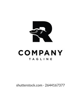 Letter R Monitor Lizard Logo Icon Vector