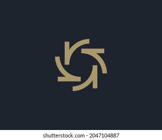 Letter R monogram abstract logo icon vector design. Round letter R initials.