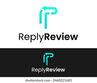 Letter R monogram arrow direction sign reply logo design.