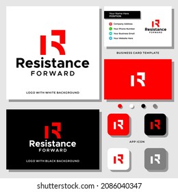 Diseño de logotipo de monograma R con plantilla de tarjeta de visita.