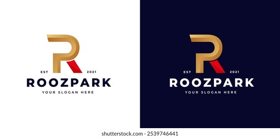 Letter R Monogram Initial Vector Logo. Gold Luxury Letter R Logo Design Concept. Initial Symbol for Corporate Business Identity. Alphabet vector element