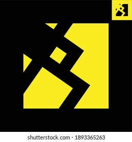 Letter R monogram logo design in a square Gestalt art style. Vector logo in Eps 8.