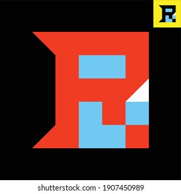 Letter R monogram logo design in Bauhaus art style. Vector logo in Eps 8.