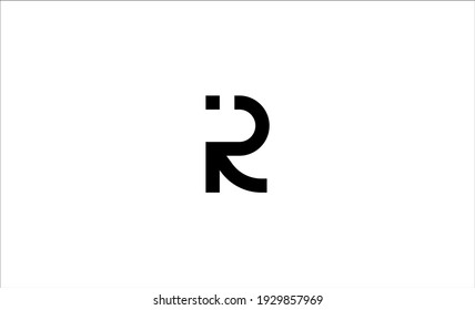 Logo-Design-Minimalsymbol des Buchstaben R Monogramm mit schwarzer Farbe