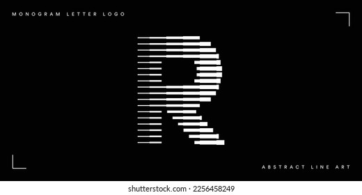 Letter R Monogram Logo Icon Geometric Horizontal Stripe Lines