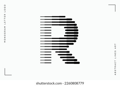 Letter R Monogram Logo Icon Geometric Horizontal Motion Stripe Lines