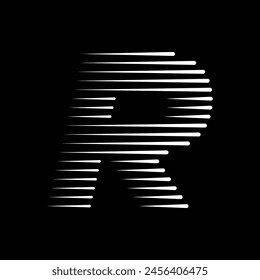 Letter R Monogram Logo Icon Geometric Horizontal Motion Speed Lines