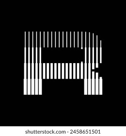 Letter R Monogram Logo Icon Geometric Vertical Stripe Lines