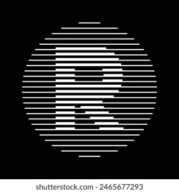 R Alfabeto Letra Logo Circular Línea Abstractas Ilusión Óptica Rayas Semitono Icono
