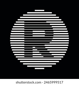 Letter R Monogram Logo Icon Round Geometric Horizontal Stripe Lines