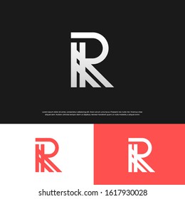 Letter R Monogram logo in a modern line style. Vector illustration EPS 10